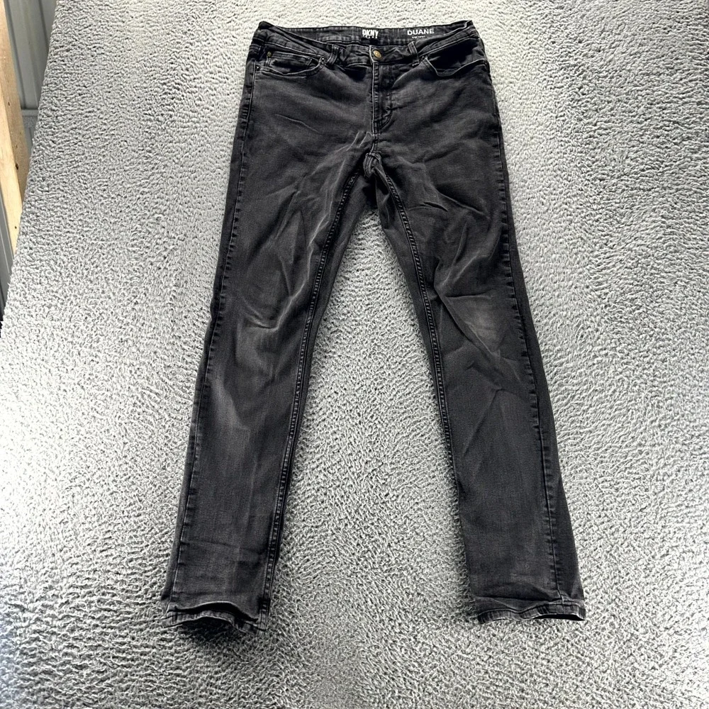 DKNY Duane Jeans Mens 32x34 Black Denim Cotton Straight Leg Stretch Workwear